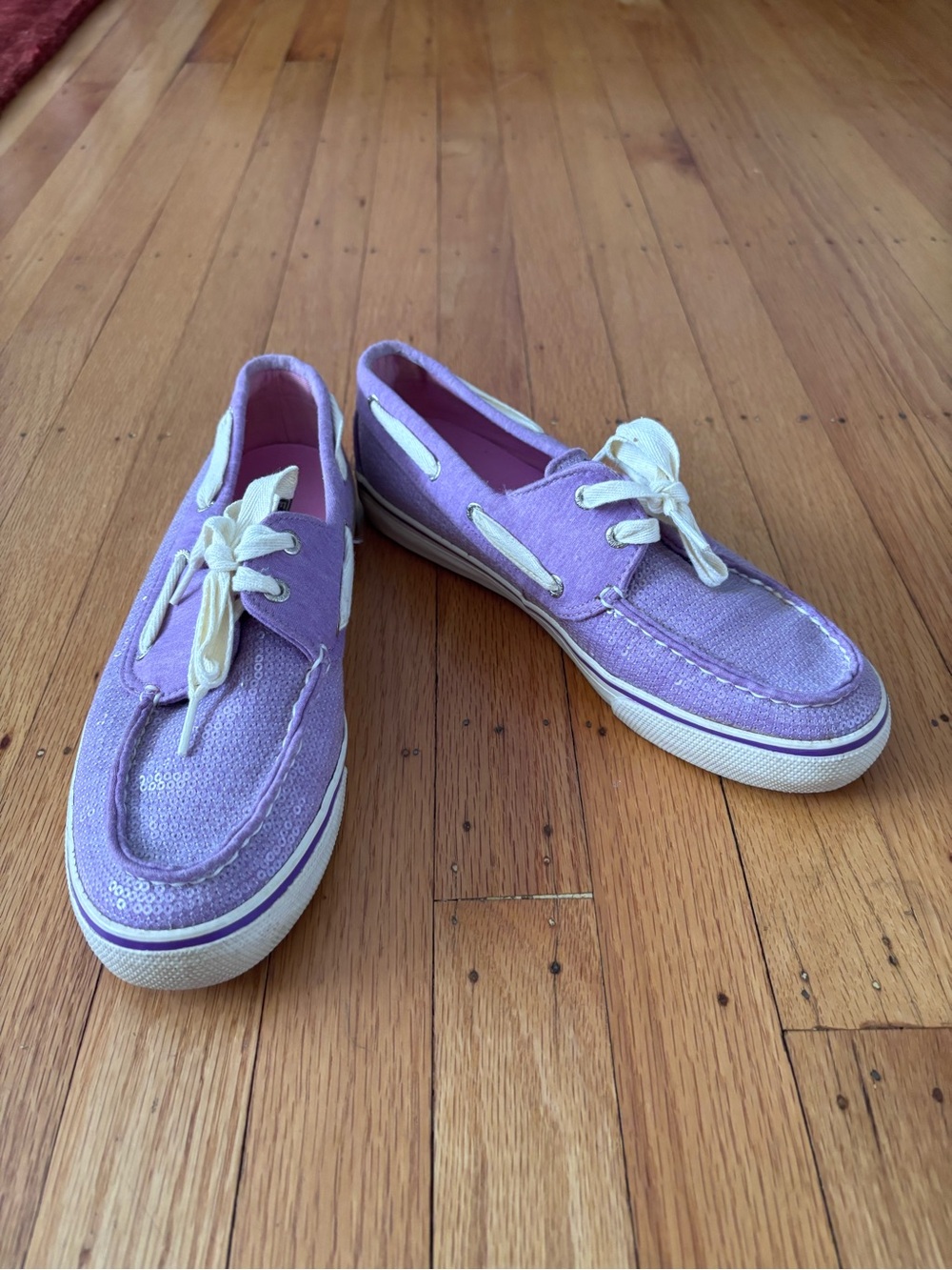 Sperry Lavender Sequin Canvas Boat Sneakers